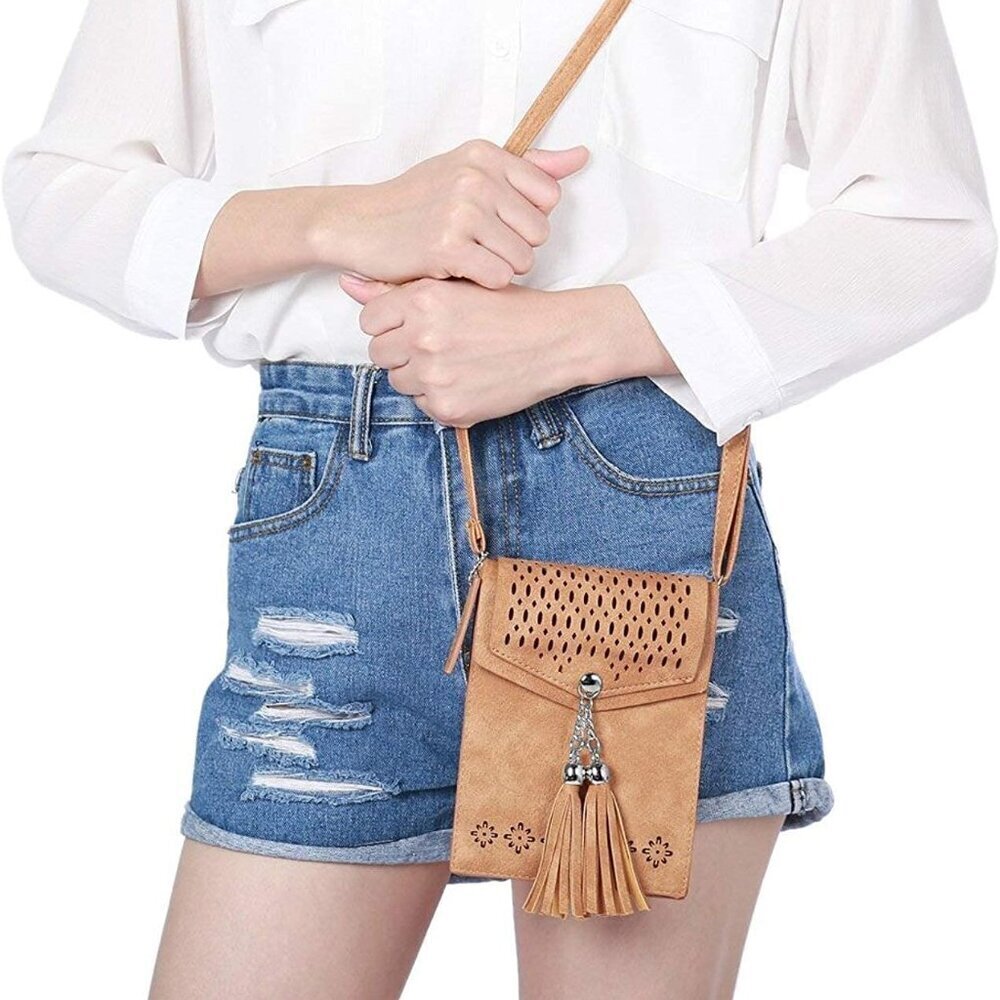 Small Crossbody Bag Synthetic Leather Compact Phone Wallet Purse Gift - Picture 3 of 8